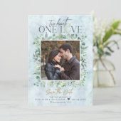 Save The Date Eucalyptus Marbre photo mariage Enregistrer la dat (Debout devant)