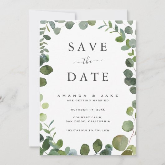 Save The Date Eucalyptus Mariage Appartement Enregistrer La Cart (Devant)