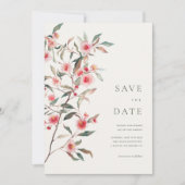 Save The Date Eucalyptus Mariage de verdure et de fleurs roses (Devant)