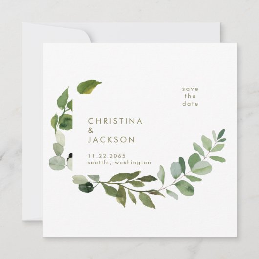 Save The Date Eucalyptus Mariage Photo Enregistrer la date Gold  (Devant)