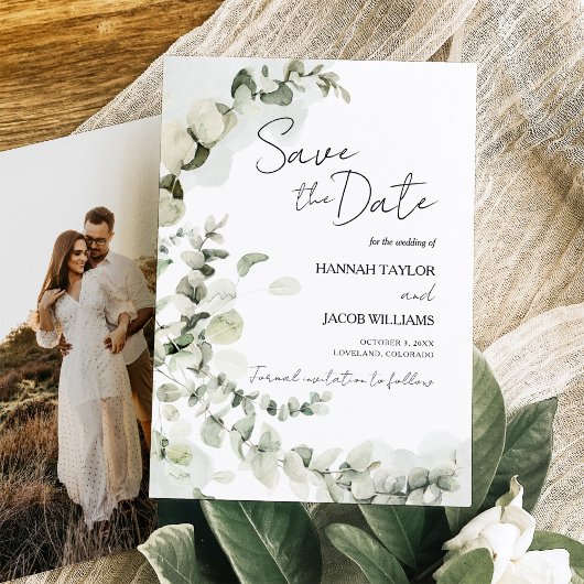Save The Date Eucalyptus Mariage Sage Green Photo