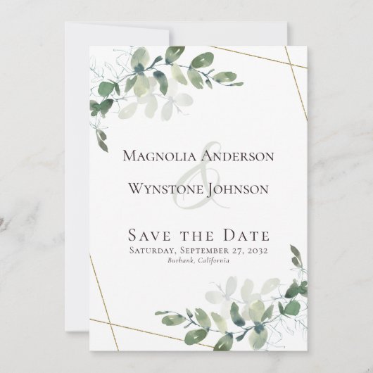 Save The Date Eucalyptus Mariage Succulent Sauvez La Dat (Devant)