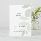 Save The Date Eucalyptus Monté Simple Tige Simple Enregistrer La (Debout devant)