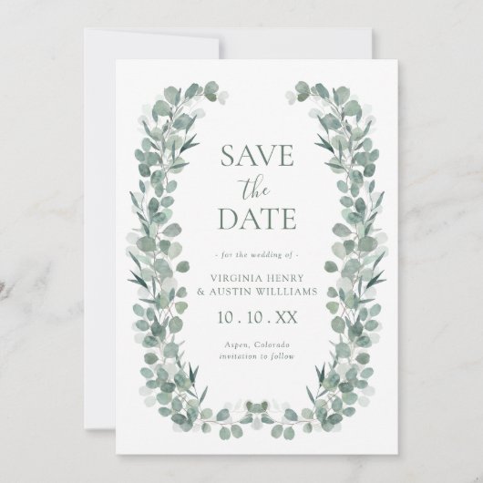 Save The Date Eucalyptus Photo Enregistrer La Date (Devant)