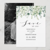 Save The Date Eucalyptus photo feuille Mariage Enregistrer la da (Devant / Derrière)