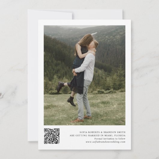 Save The Date Eucalyptus Photo Mariage QR Code Retour (Dos)