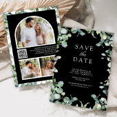 Save The Date Eucalyptus Photo QR Code Mariage noir
