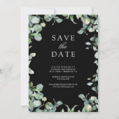 Save The Date Eucalyptus Photo QR Code Mariage noir (Devant)