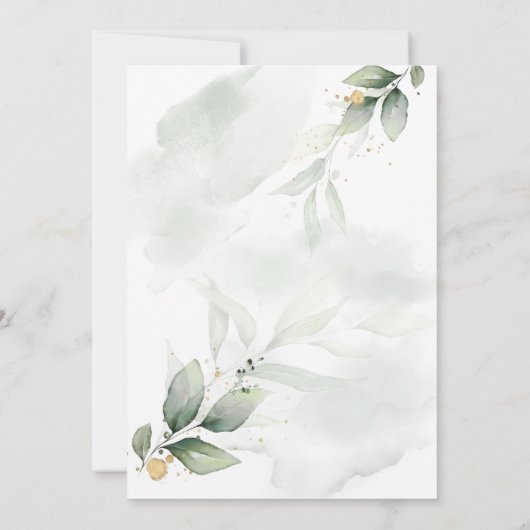 Save The Date Eucalyptus photo vert moderne élégant mariage écon (Dos)
