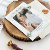 Save The Date Eucalyptus photo vert moderne mariage élégant