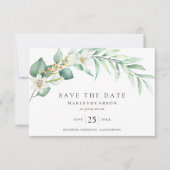 Save The Date Eucalyptus romantique Mariage feuille (Devant)