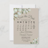 Save The Date Eucalyptus Rustique Calendrier vert Tan Mariage (Devant)