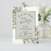 Save The Date Eucalyptus rustique et Mariage gris pin (Debout devant)