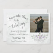 Save The Date Eucalyptus rustique & Lavande avec Mariage photo (Devant)