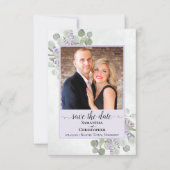 Save The Date Eucalyptus rustique & Lavande violet Mariage photo (Devant)