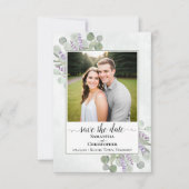Save The Date Eucalyptus rustique & Lavender Photo Mariage simpl (Devant)