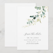 Save The Date Eucalyptus rustique vert sauge verdure boho (Devant / Derrière)