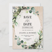 Save The Date Eucalyptus Sage Verdure Mariage géométrique modern (Devant)