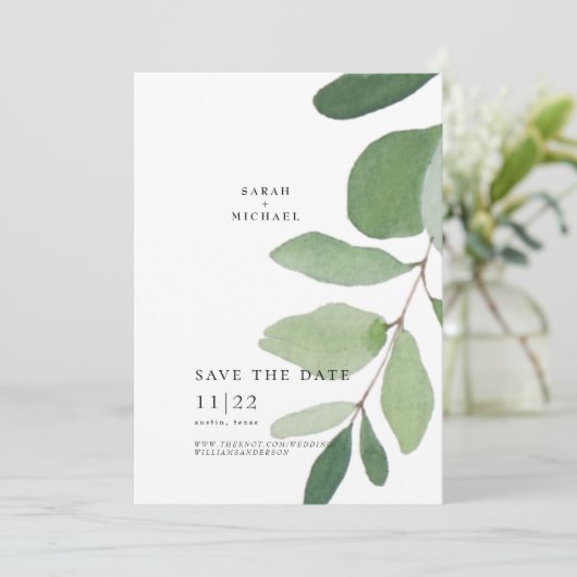 Save The Date Eucalyptus Simple Enregistrer La Date (Debout devant)