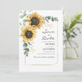 Save The Date Eucalyptus Tournesol Botanique Géométrique (Debout devant)