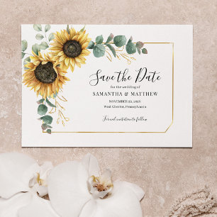 Save The Date Eucalyptus tournesol floral géométrique