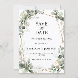 Save The Date Eucalyptus Verdure Botanique Mariage géométrique