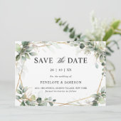 Save The Date Eucalyptus Verdure Botanique Mariage géométrique S (Debout devant)