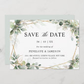 Save The Date Eucalyptus Verdure Botanique Mariage géométrique S (Devant / Derrière)