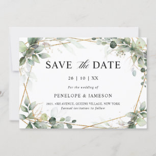 Save The Date Eucalyptus Verdure Botanique Mariage géométrique S