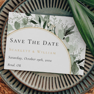 Save The Date Eucalyptus Verdure Or Arc Sage Mariage vert
