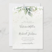 Save The Date Eucalyptus Verdure Or Feuilles mariage élégant (Devant)