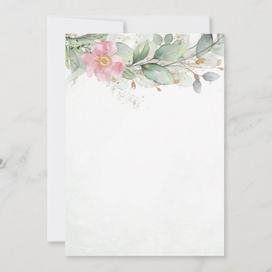 Save The Date Eucalyptus Verdure Or Floral Élégant Mariage (Dos)