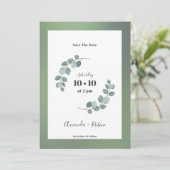 Save The Date Eucalyptus vert Aquarelle (Debout devant)