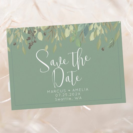 Save The Date Eucalyptus Vert Bordure Enregistrer La Date Code Q
