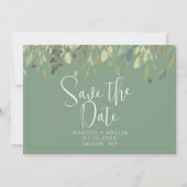 Save The Date Eucalyptus Vert Bordure Enregistrer La Date Code Q (Devant)