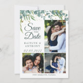 Save The Date Eucalyptus Vert Or 4 Photo Enregistrer La Date (Devant)