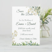 Save The Date Eucalyptus & White Florals Botanical Wedding (Debout devant)
