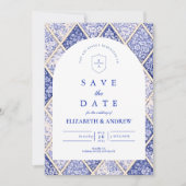 Save The Date European Delft Tile Wedding (Devant)