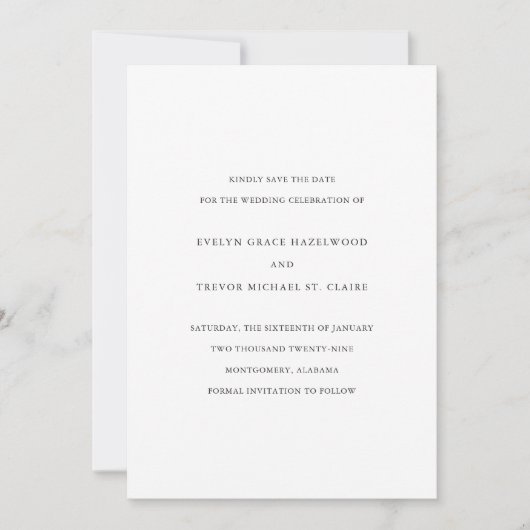 Save The Date Evelyn Simple Mariage élégant (Devant)