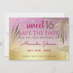 Save The Date Événement 16 ans Enregistrez La Date Flamant Rose
