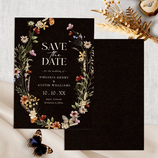 Save The Date Événement à ne pas manquer Black Boho Floral