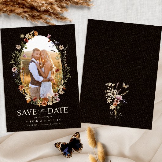 Save The Date Événement à retenir Black Boho Floral