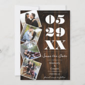 Save The Date Événement à retenir Rustique Gras Quatre Photos (Devant)