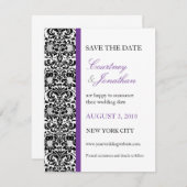 Save The Date Événement à retenir Violet Accentué Damassé (Devant / Derrière)