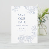 Save The Date Événement à Sauvegarder Fleurs Bleues Douces (Debout devant)