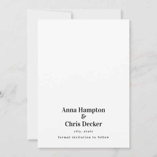 Save The Date Événement à Sauvegarder Formel Noir et Blanc (Dos)