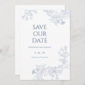 Save The Date Événement à venir floral bleu clair (Devant / Derrière)