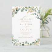 Save The Date Événement à venir rustique eucalyptus or boho (Debout devant)