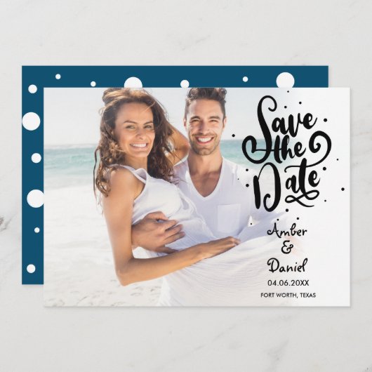 Save The Date Événement à venir simple moderne avec points photo (Devant / Derrière)