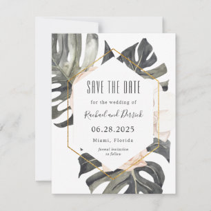 Save The Date Événement de mariage bohème tropical avec photo à